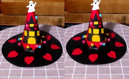 Halloween witch hat craft tutorial for kids